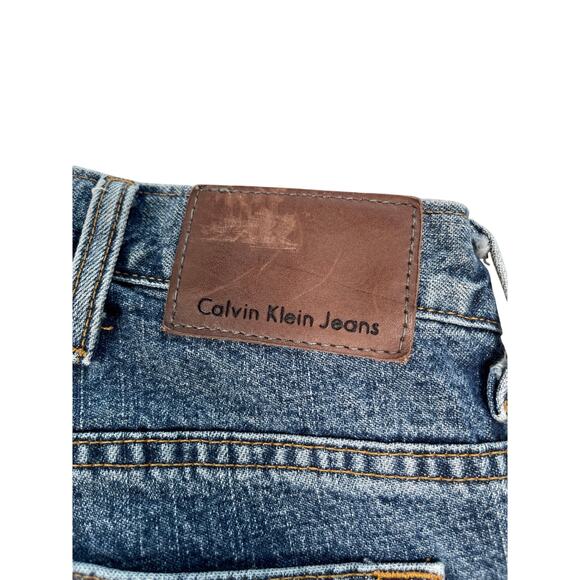 Vintage Calvin Klein Jeans Men 38 x 33 Blue Denim 100% Cotton Boot Cut US Fabric - Picture 5 of 8